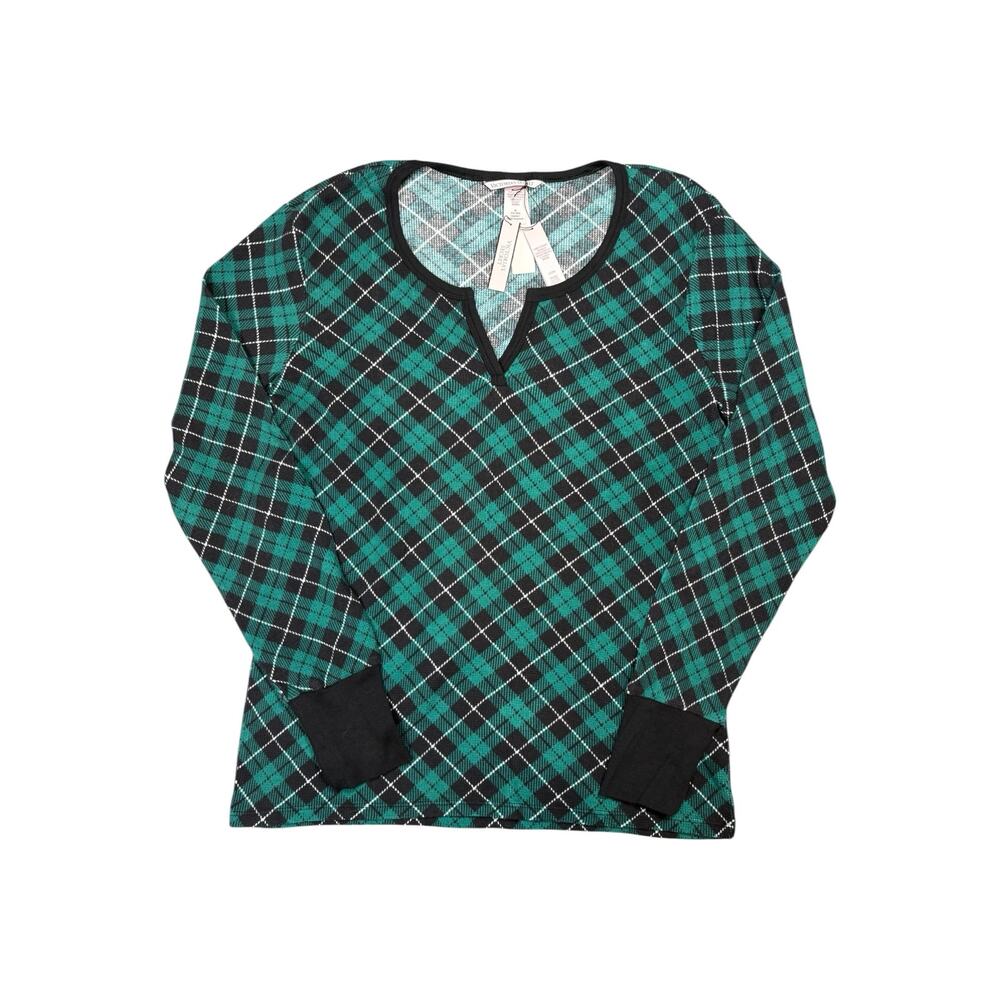 NWT Victoria’s Secret Waffle Knit Thermal 2 Piece Plaid Pajama Set Women's Med - Picture 4 of 11